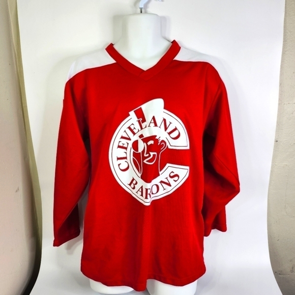 Cleveland Barons Hockey Jersey #46 Men Size Small Red White - Picture 1 of 8
